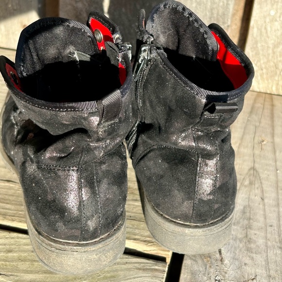 Dolce Vita Dark Pink Shimmer Camo Combat Moto Boots size 5|6 Faux Suede Sparkle - Picture 5 of 13